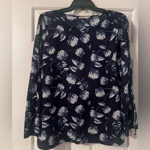 Navy floral blouse